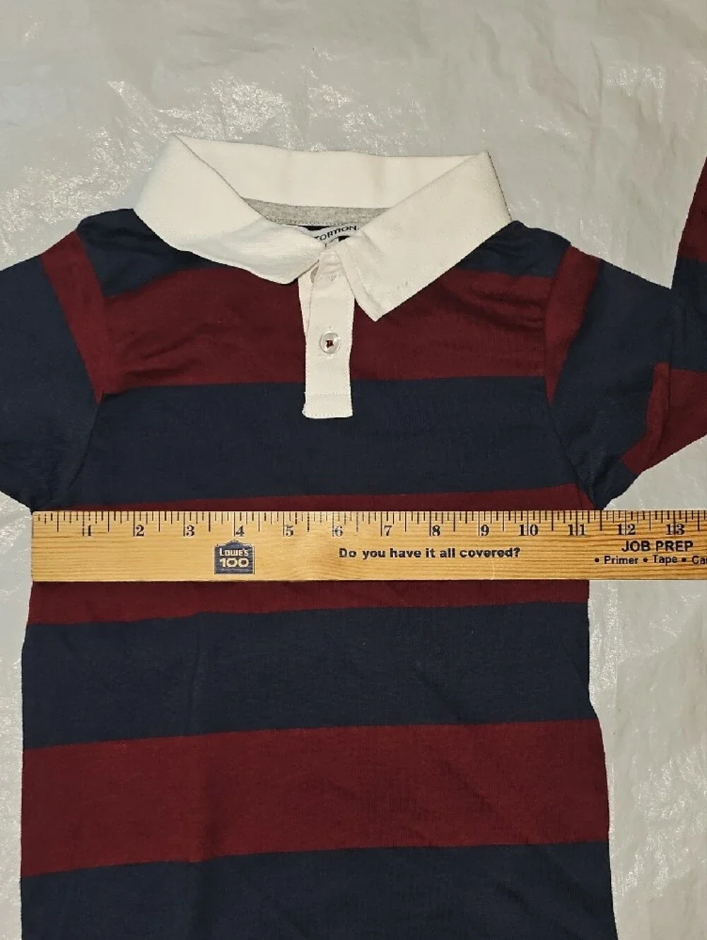 DISTORTION Boys Size 4 Collared Long-Sleeve Striped Shirt, Navy Burgundy New